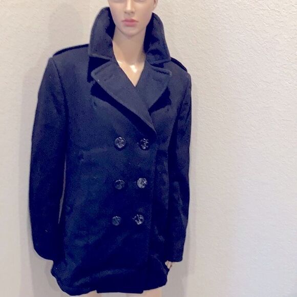Vtg authentic DSCP USN issued authentic quarter deck women wool black pea coat - Picture 2 of 8